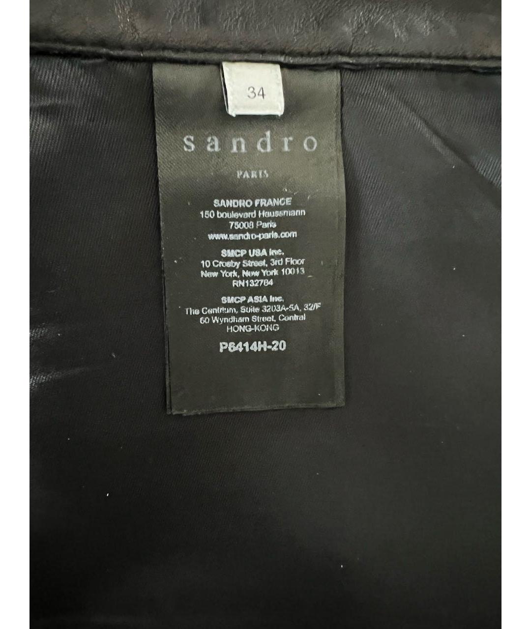 SANDRO Черные кожаные прямые брюки, фото 4