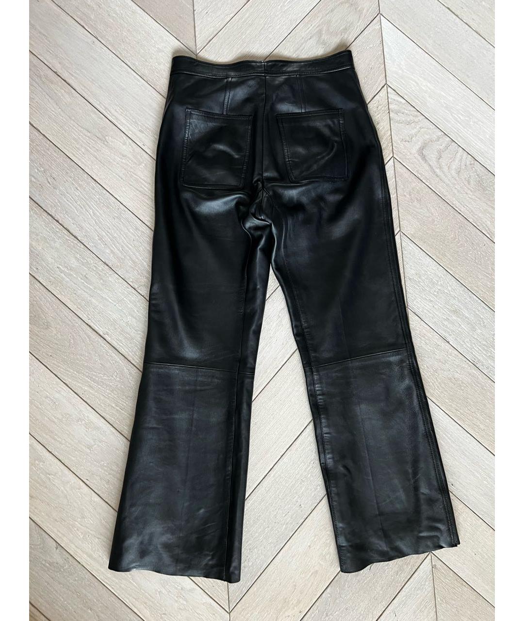 SANDRO Черные кожаные прямые брюки, фото 2