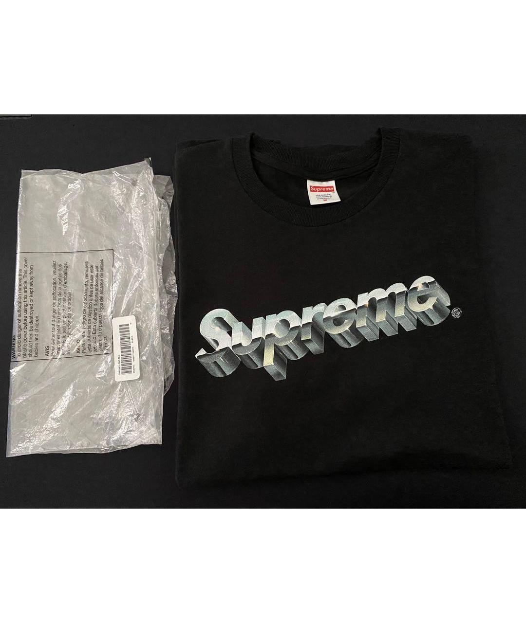 SUPREME Черная хлопковая футболка, фото 2