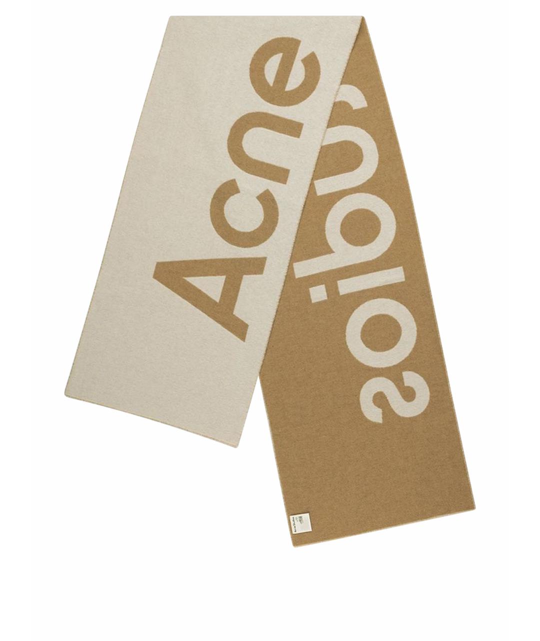 ACNE STUDIOS Бежевый шерстяной шарф, фото 7