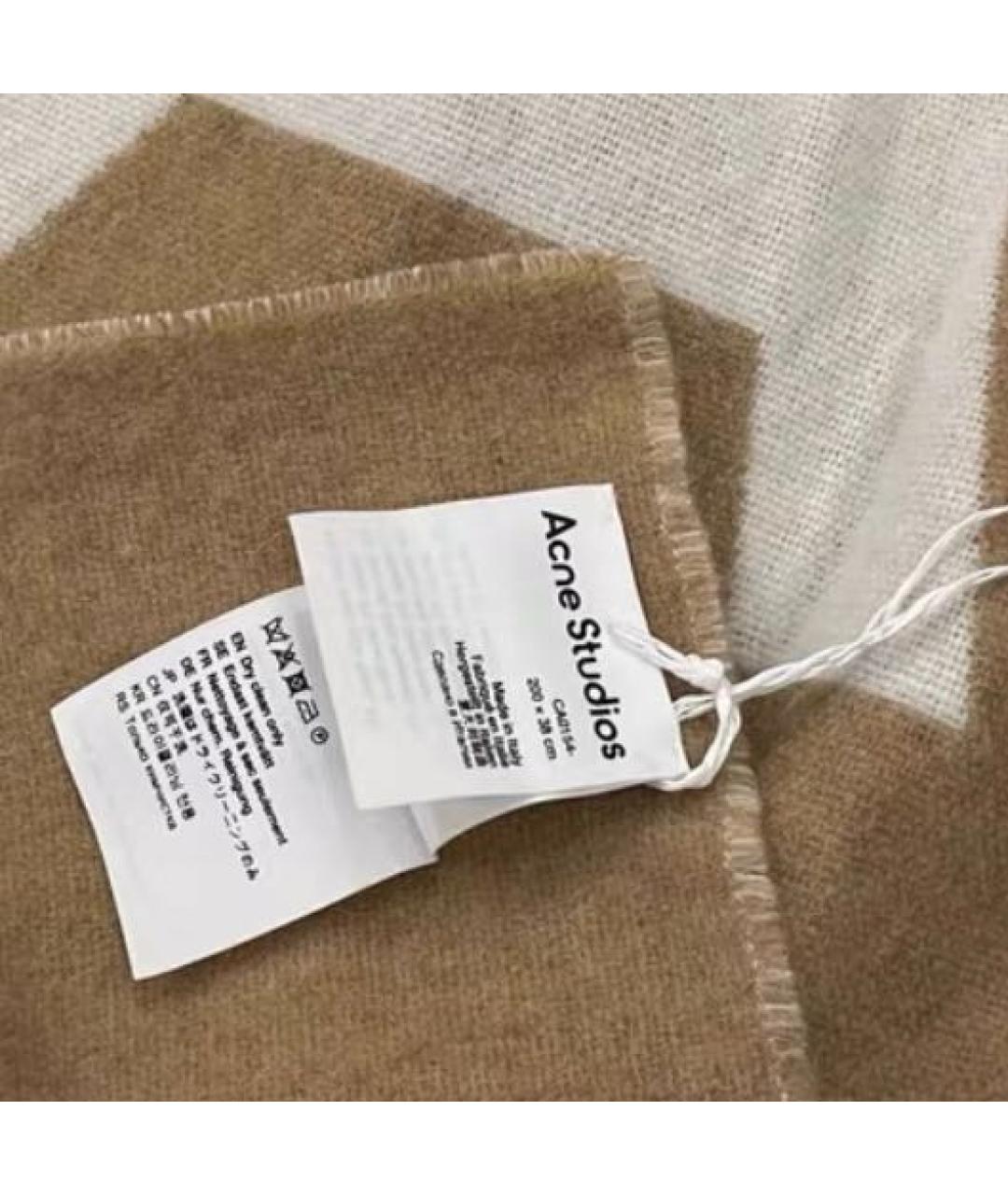 ACNE STUDIOS Бежевый шерстяной шарф, фото 4