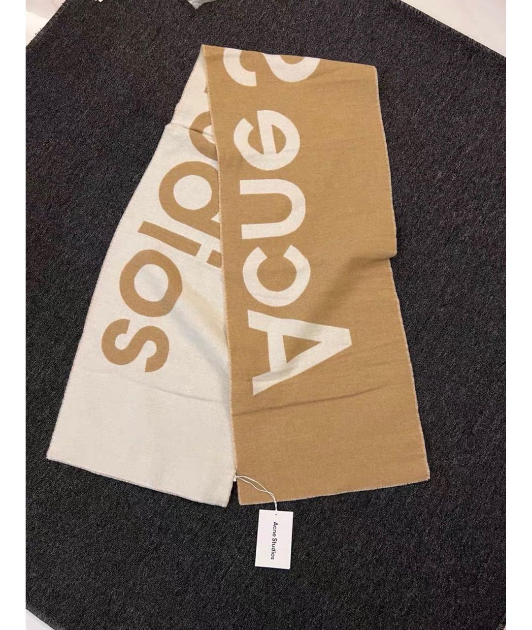 ACNE STUDIOS Бежевый шерстяной шарф, фото 3