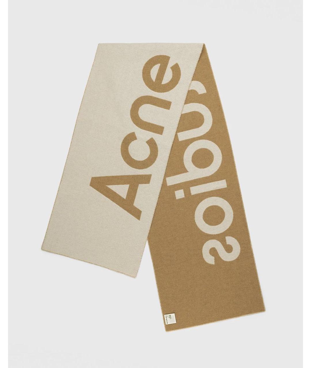ACNE STUDIOS Бежевый шерстяной шарф, фото 6