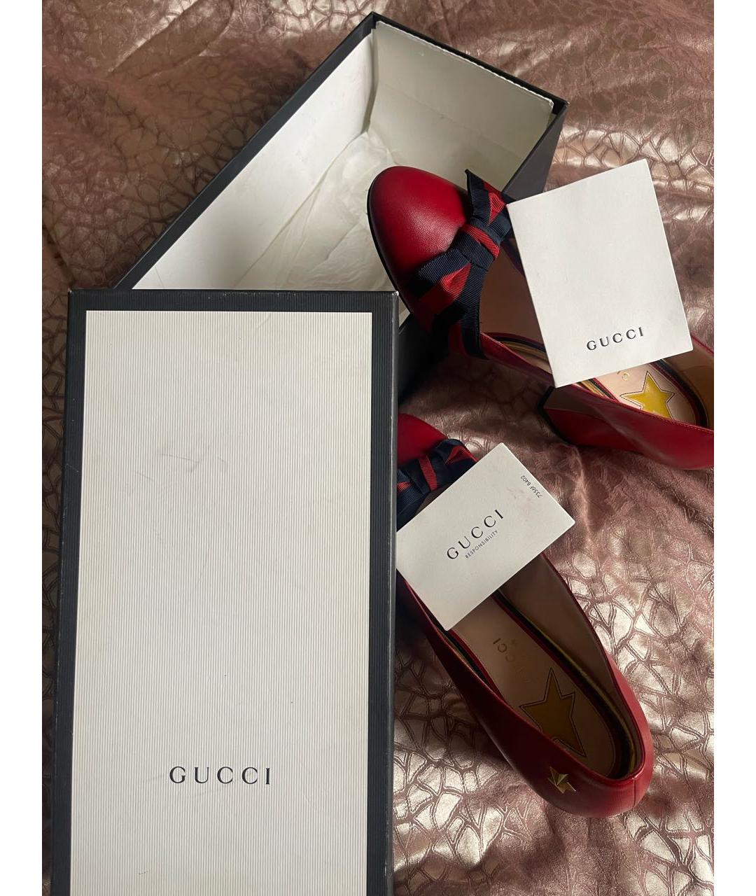 GUCCI Красные кожаные туфли, фото 5