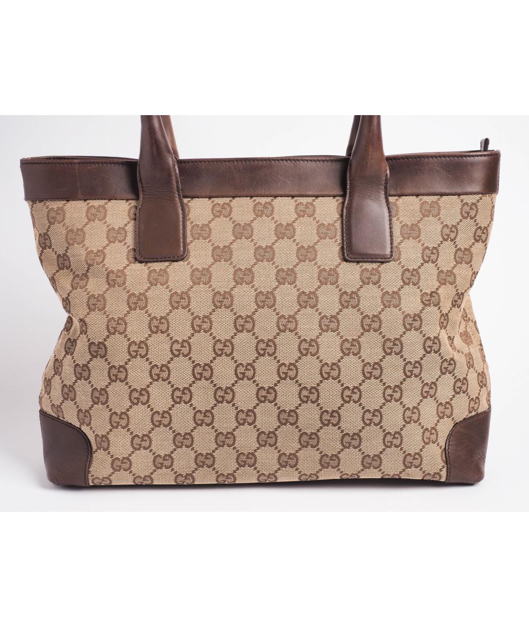 GUCCI Бежевая тканевая сумка тоут, фото 4