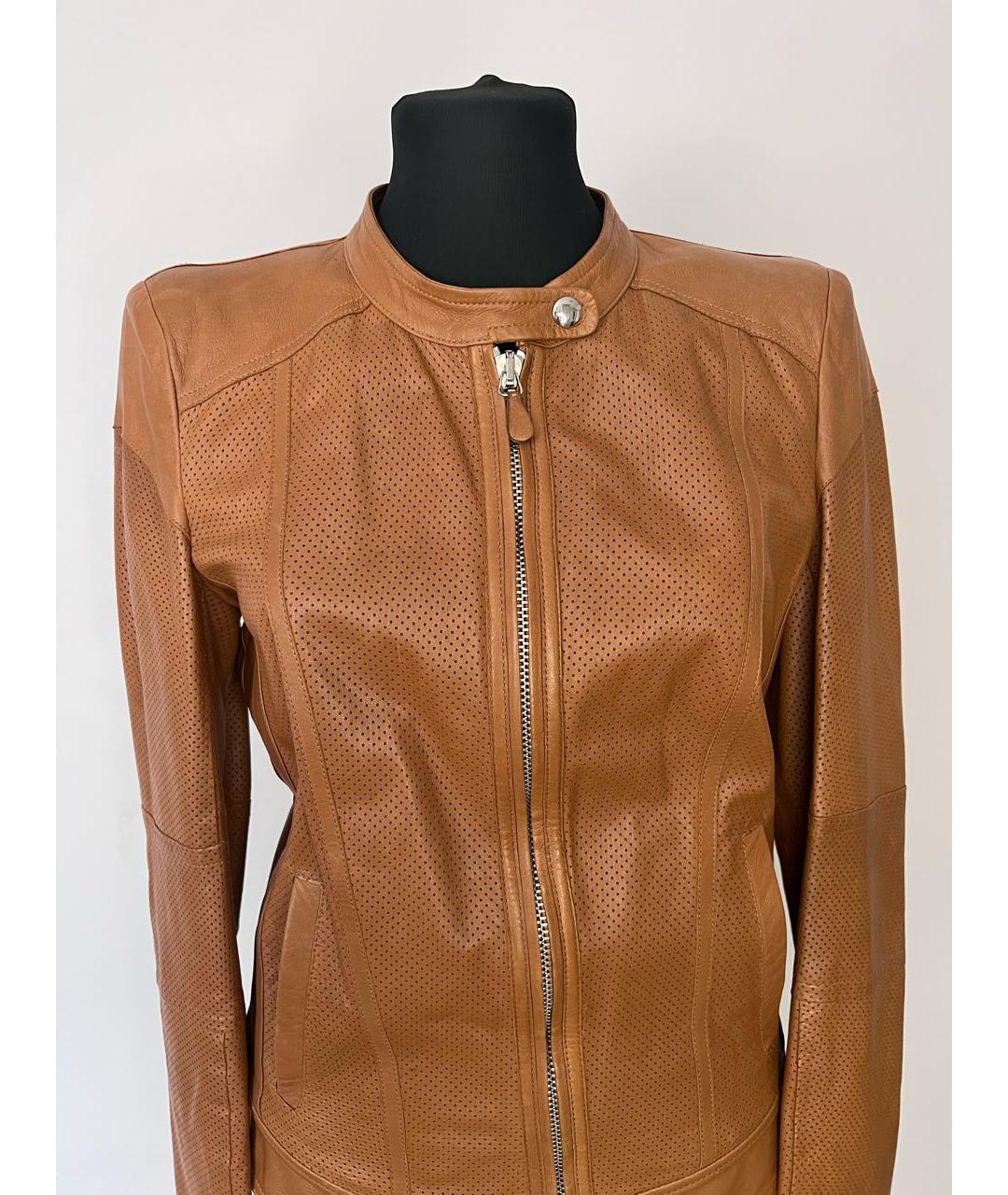 ROBERTO CAVALLI Коричневый кожаный жакет/пиджак, фото 2