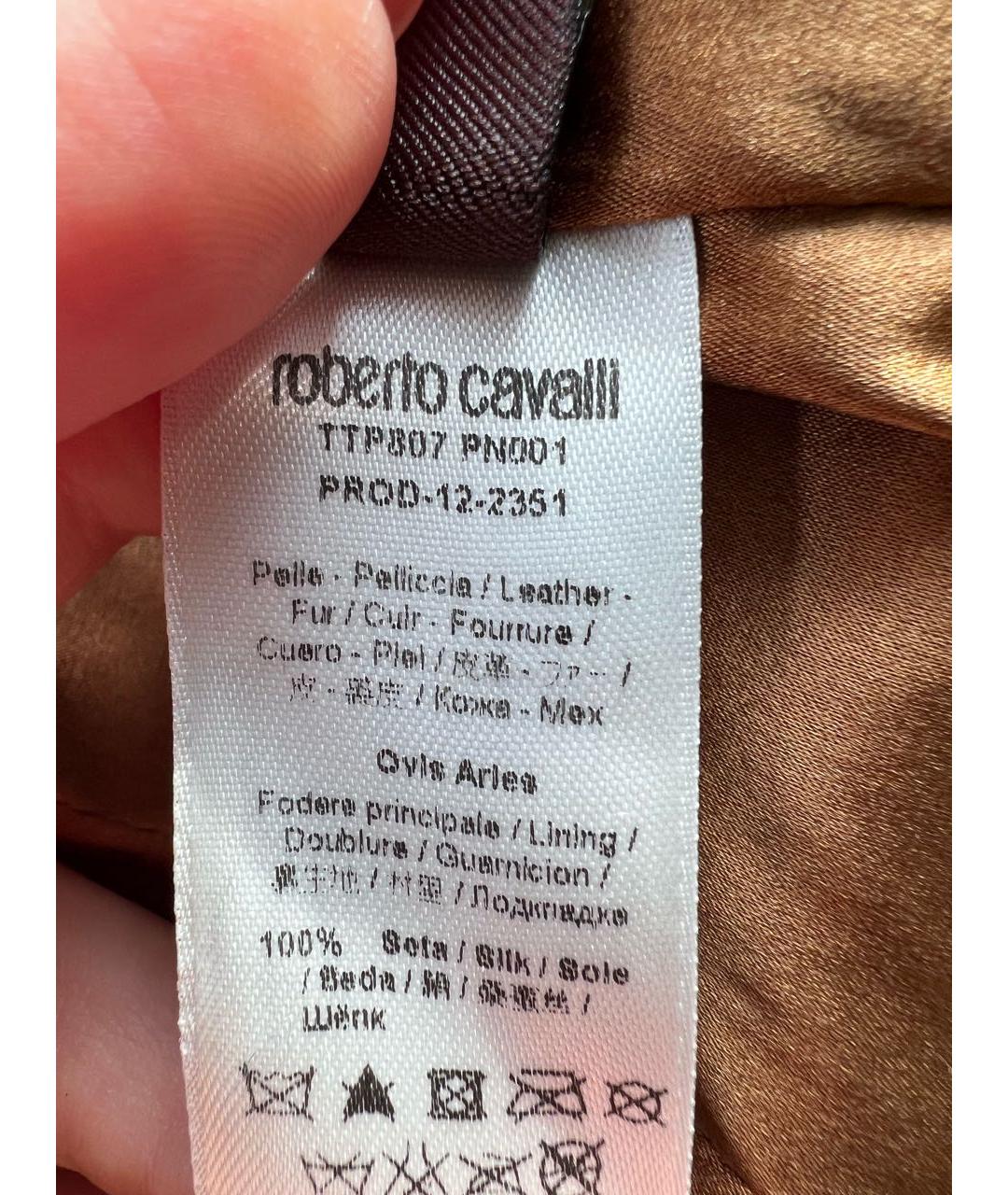 ROBERTO CAVALLI Коричневый кожаный жакет/пиджак, фото 7
