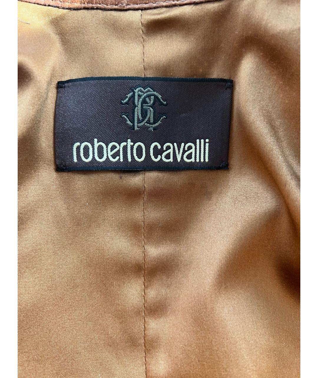 ROBERTO CAVALLI Коричневый кожаный жакет/пиджак, фото 5