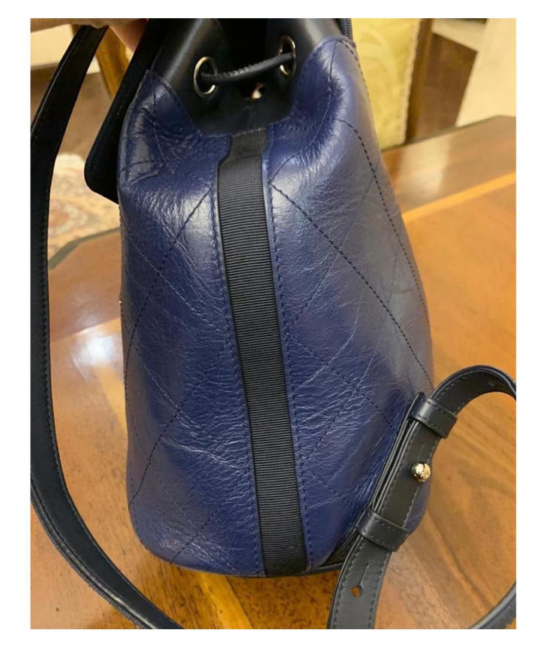 CHANEL PRE-OWNED Темно-синий кожаный рюкзак, фото 4