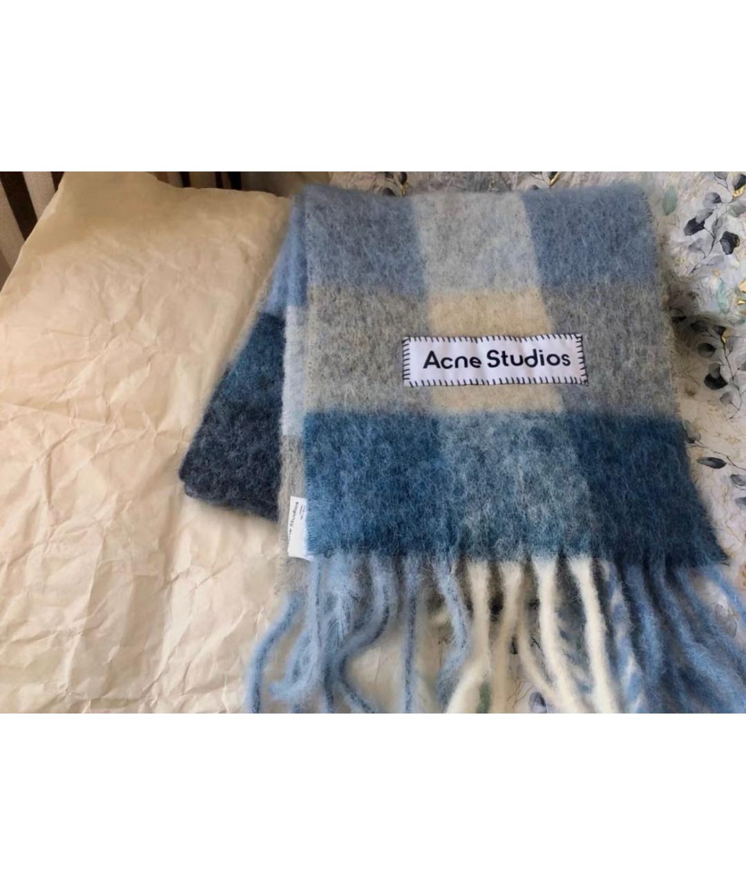 ACNE STUDIOS Голубой шерстяной шарф, фото 3