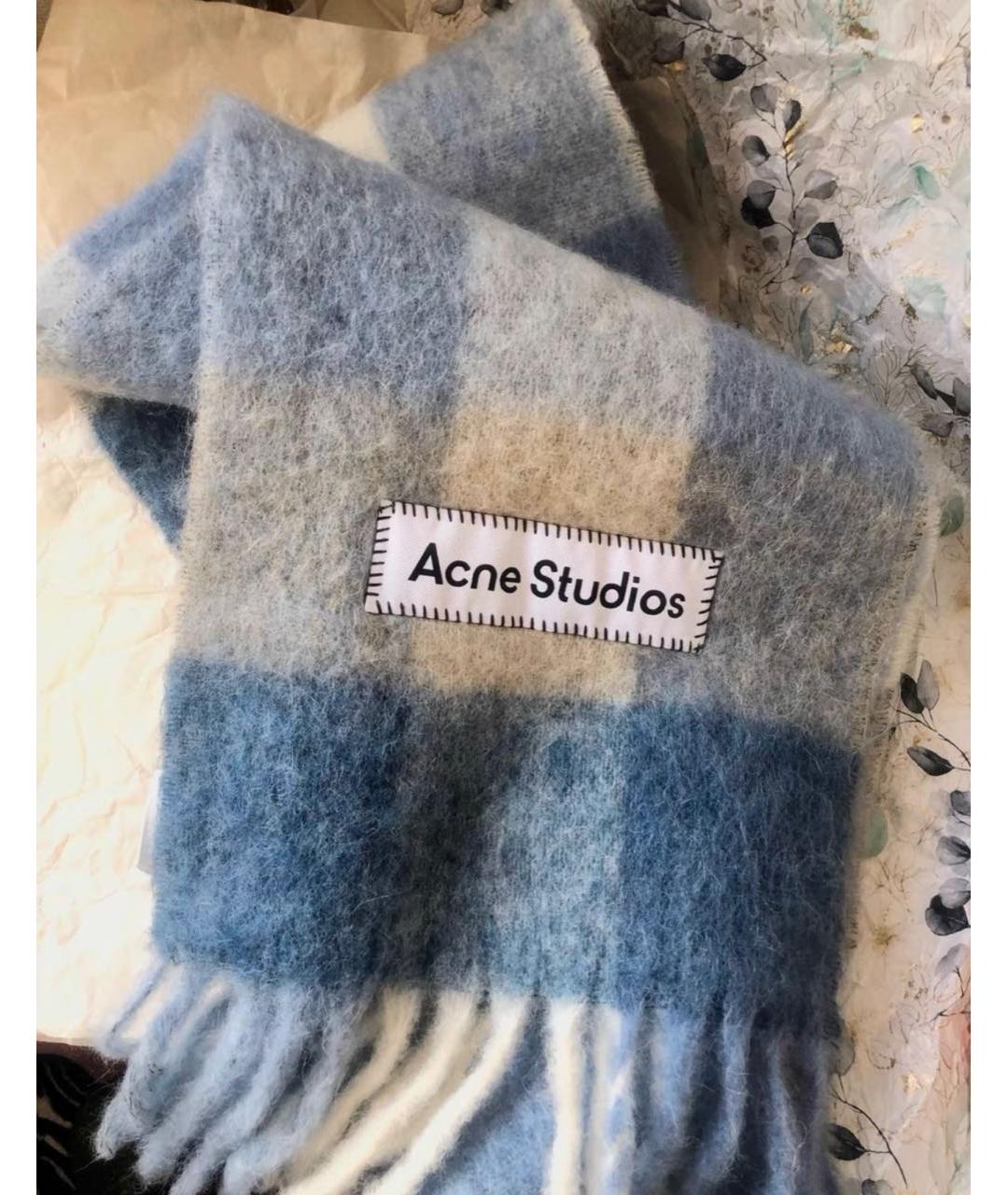 ACNE STUDIOS Голубой шерстяной шарф, фото 4