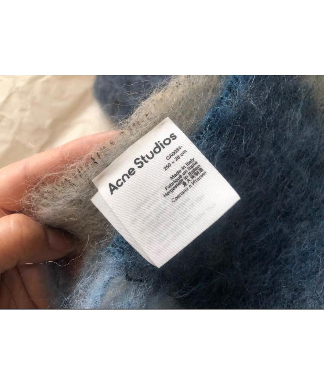 ACNE STUDIOS Голубой шерстяной шарф, фото 5