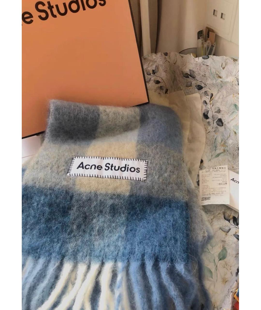 ACNE STUDIOS Голубой шерстяной шарф, фото 2