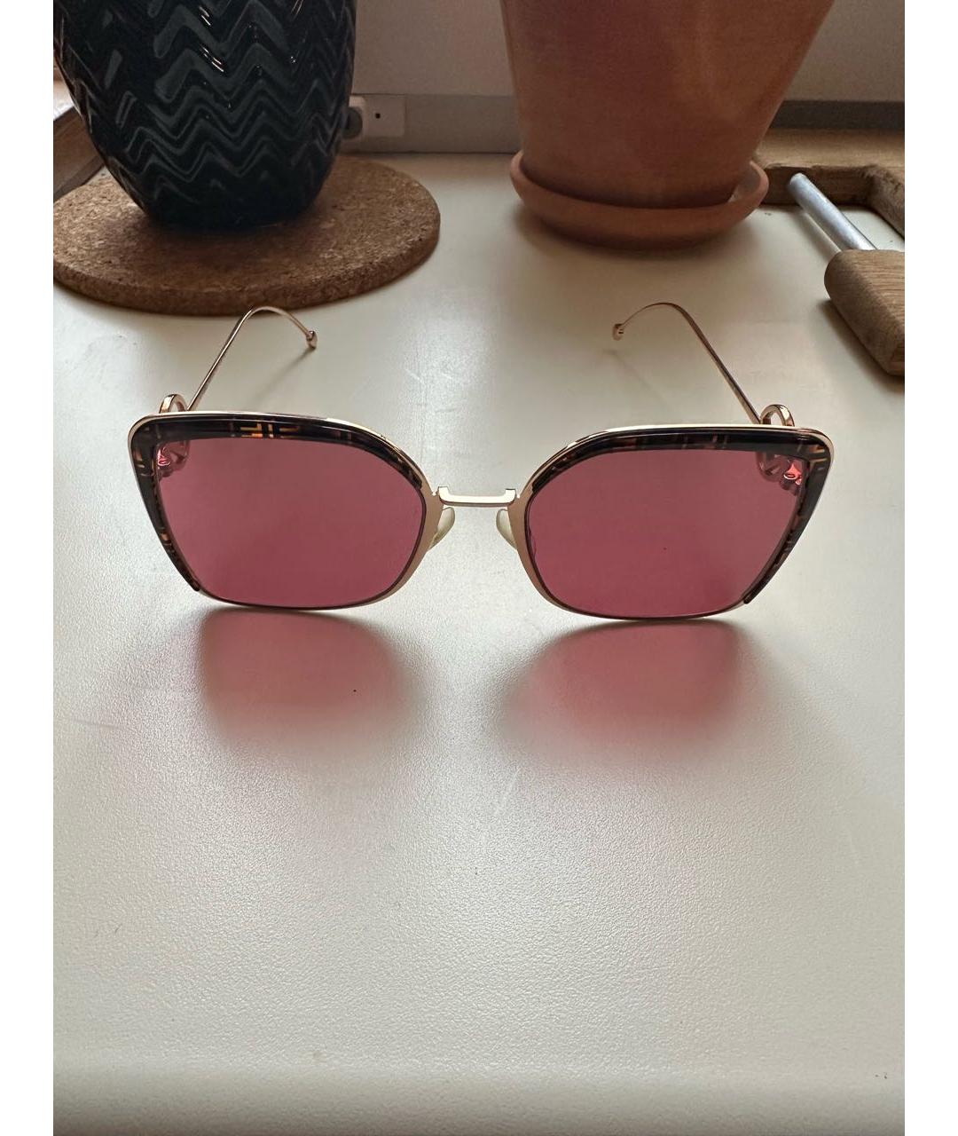 FENDI Розовые металлические солнцезащитные очки, фото 8