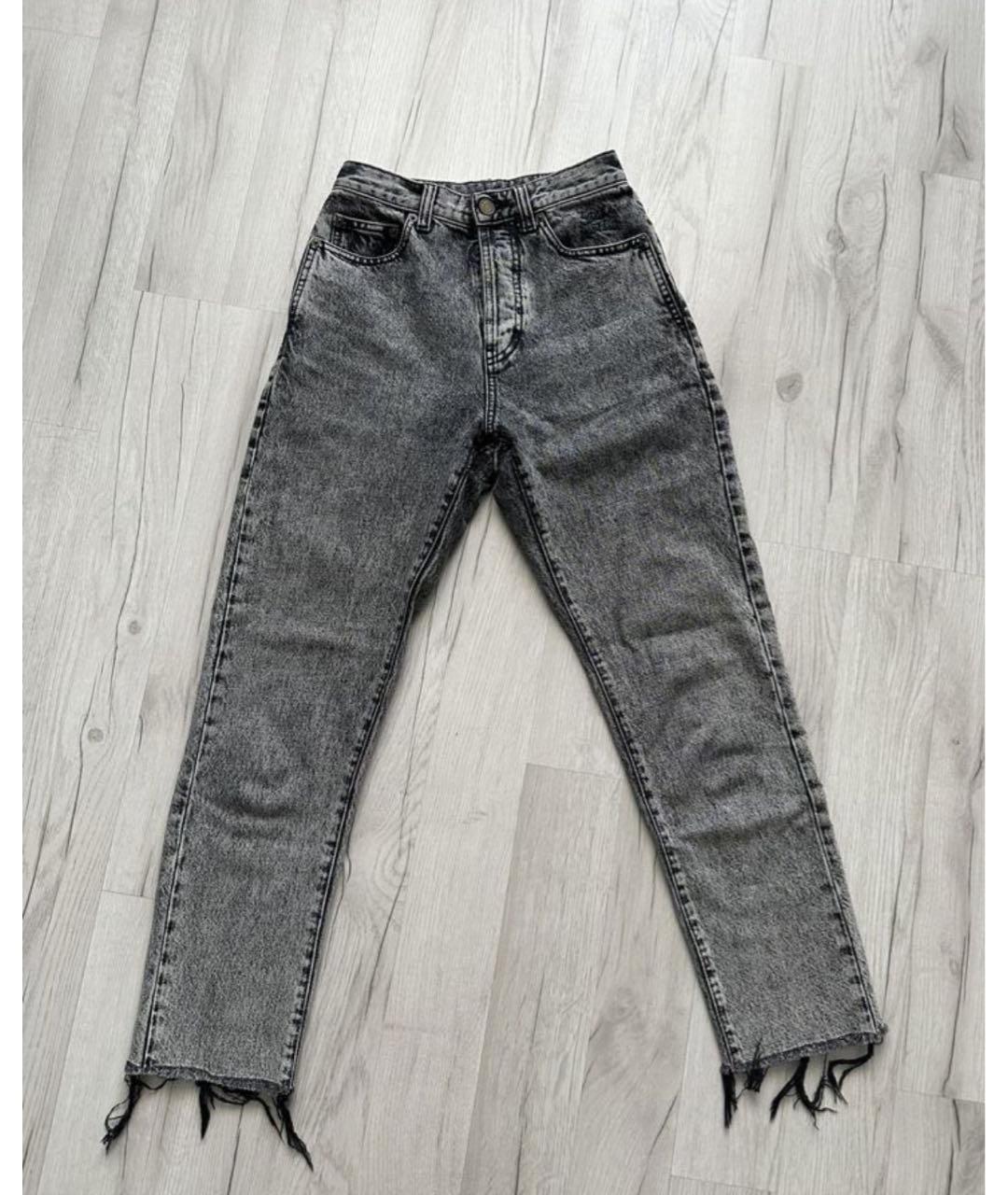 SAINT LAURENT Серые хлопковые прямые джинсы, фото 5
