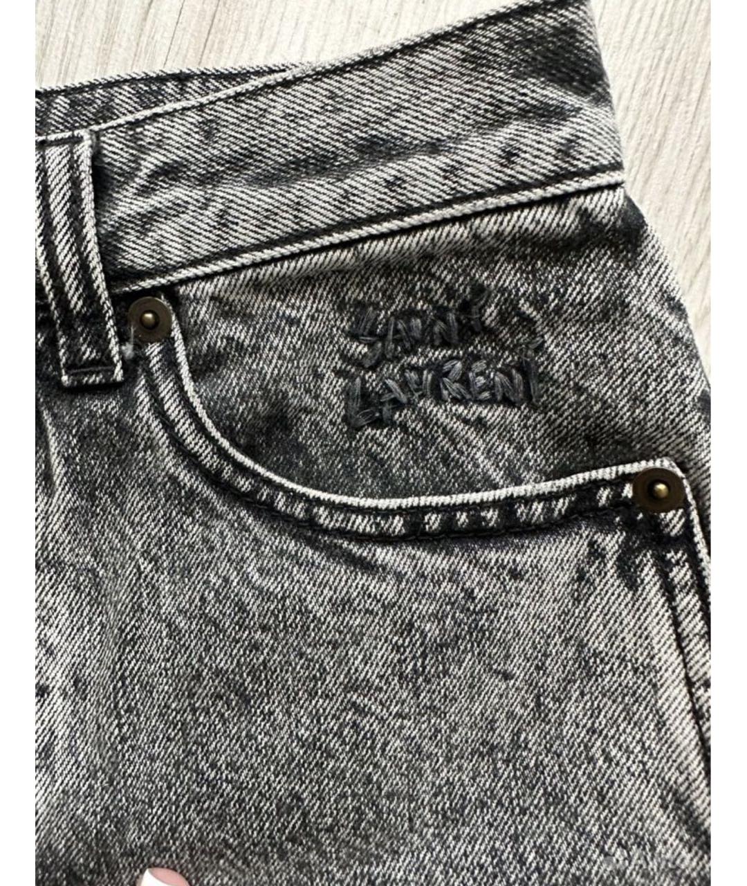 SAINT LAURENT Серые хлопковые прямые джинсы, фото 6