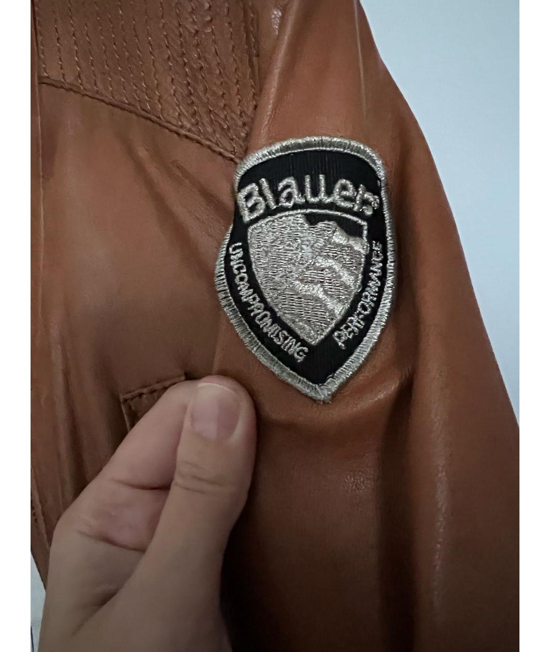 BLAUER Коричневая кожаная куртка, фото 4