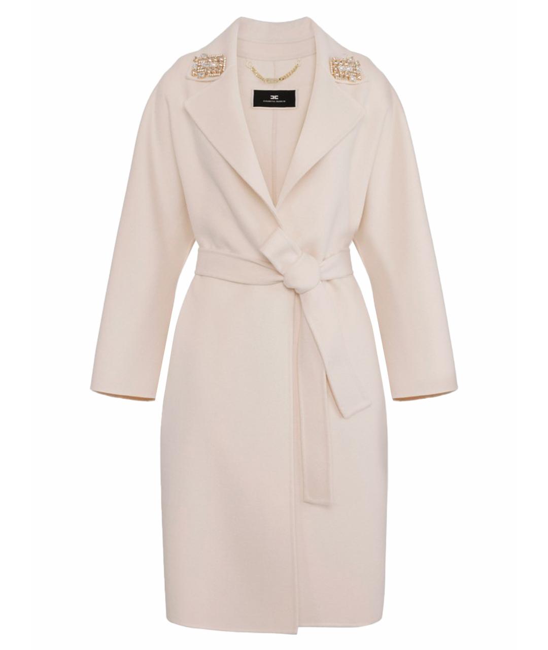 ELISABETTA FRANCHI Белое шерстяное пальто, фото 1