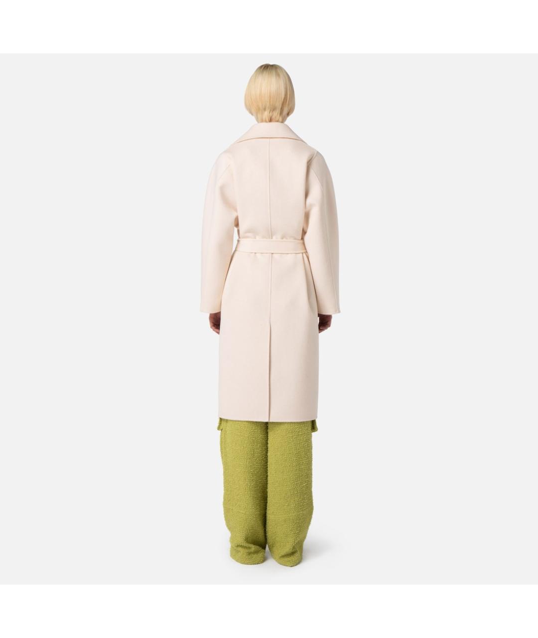 ELISABETTA FRANCHI Белое шерстяное пальто, фото 4