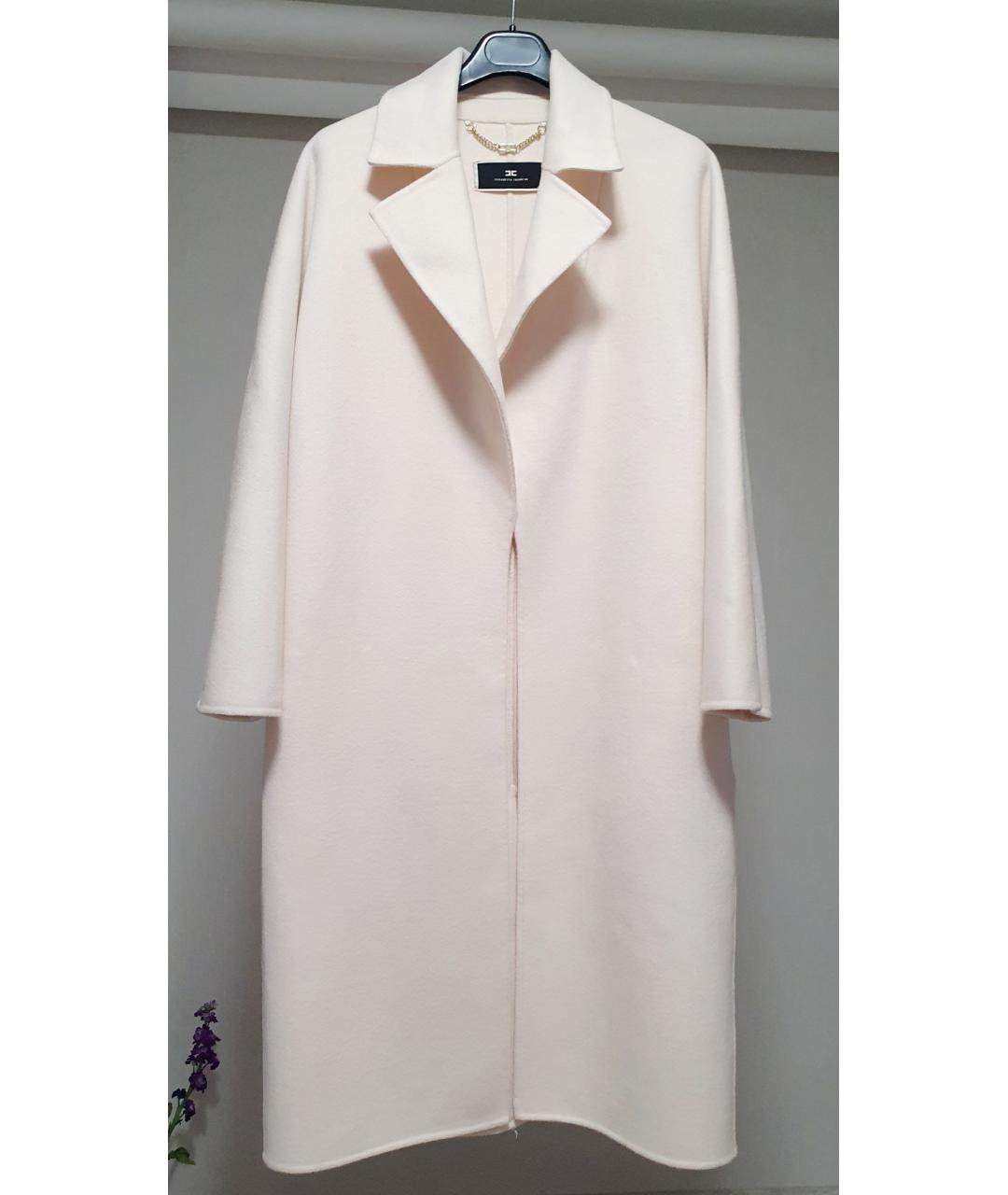 ELISABETTA FRANCHI Белое шерстяное пальто, фото 5