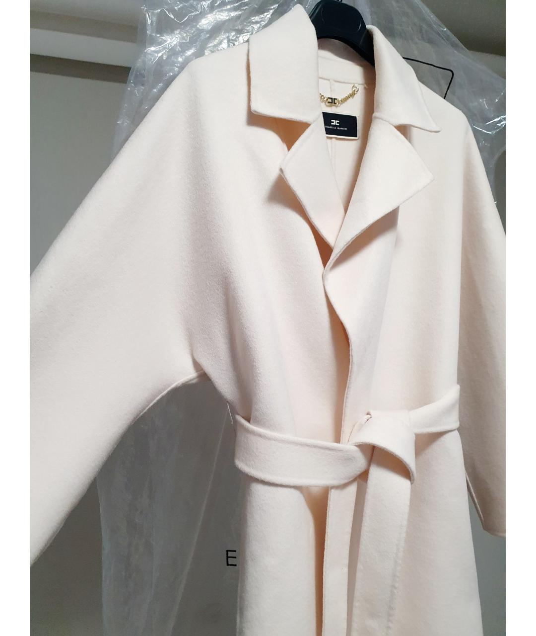 ELISABETTA FRANCHI Белое шерстяное пальто, фото 6