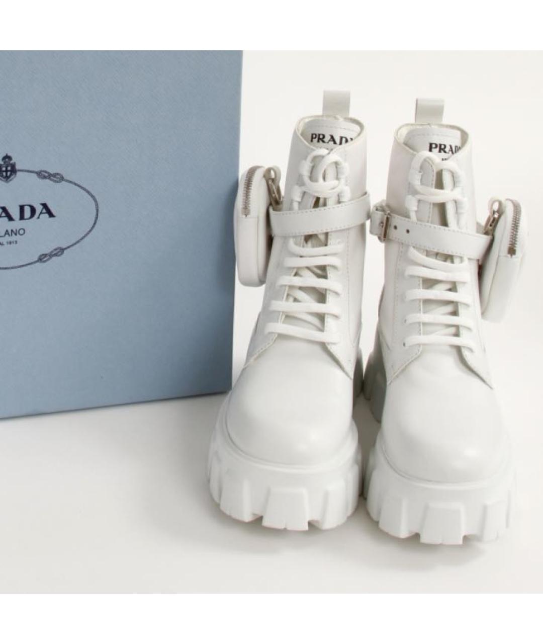 PRADA Белые кожаные ботинки, фото 2