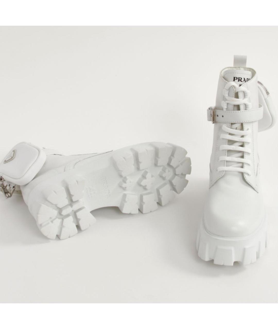 PRADA Белые кожаные ботинки, фото 4