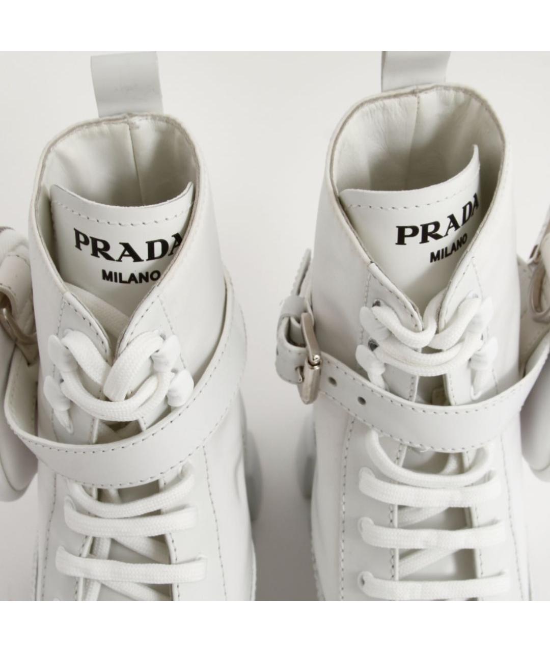 PRADA Белые кожаные ботинки, фото 5