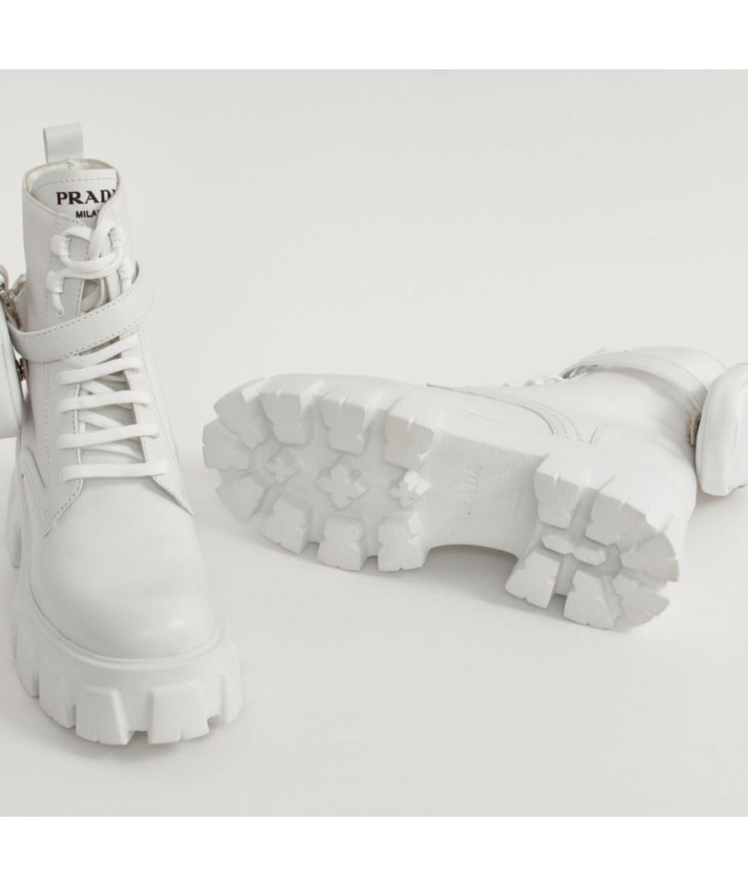 PRADA Белые кожаные ботинки, фото 3