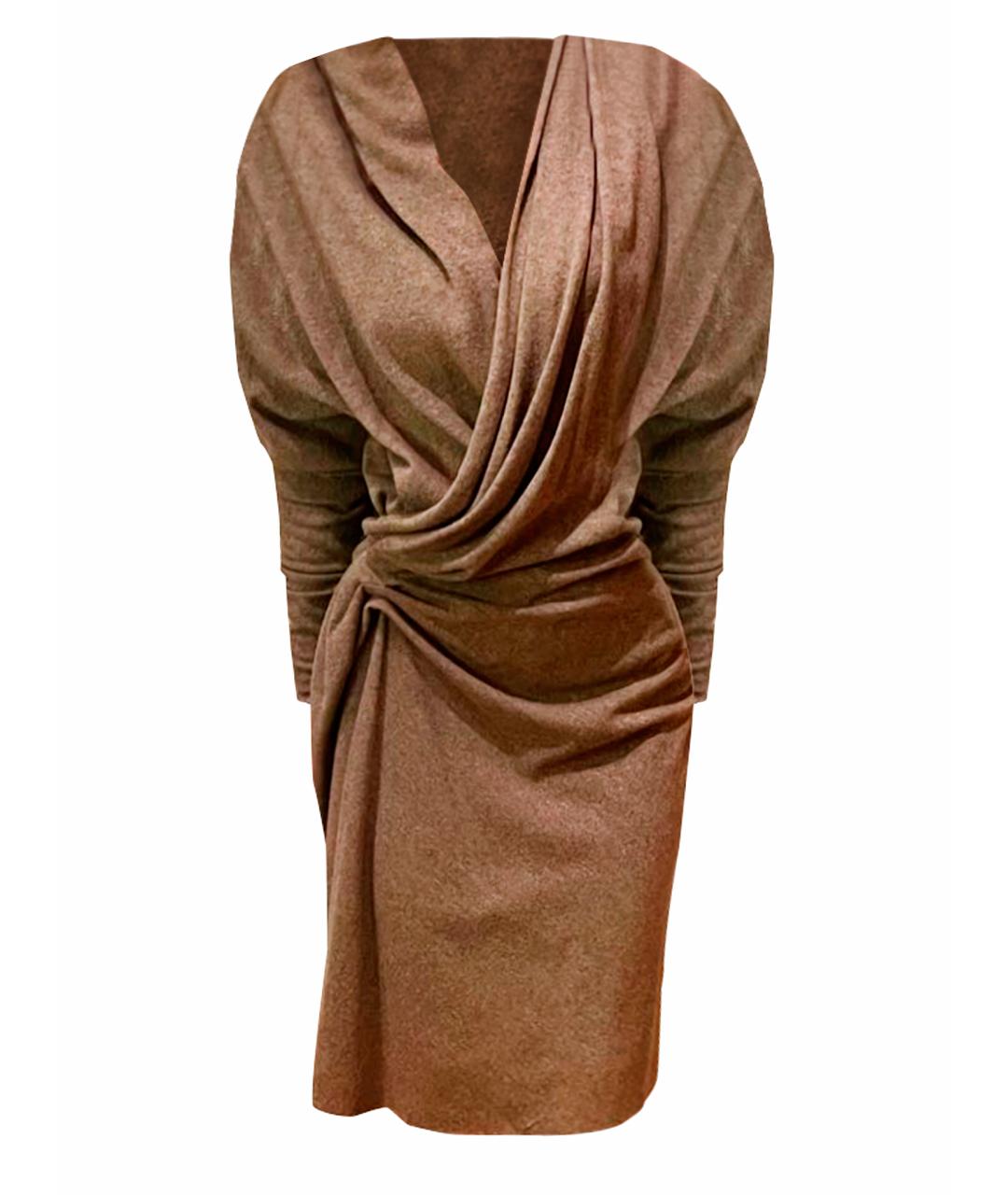 LANVIN Бежевое шерстяное повседневное платье, фото 1