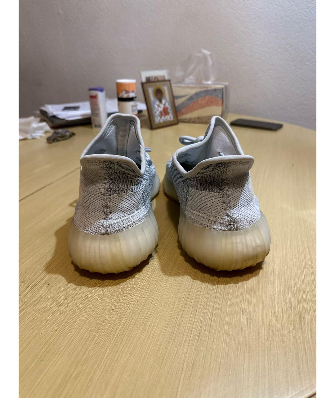 ADIDAS YEEZY Белые текстильные низкие кроссовки / кеды, фото 4