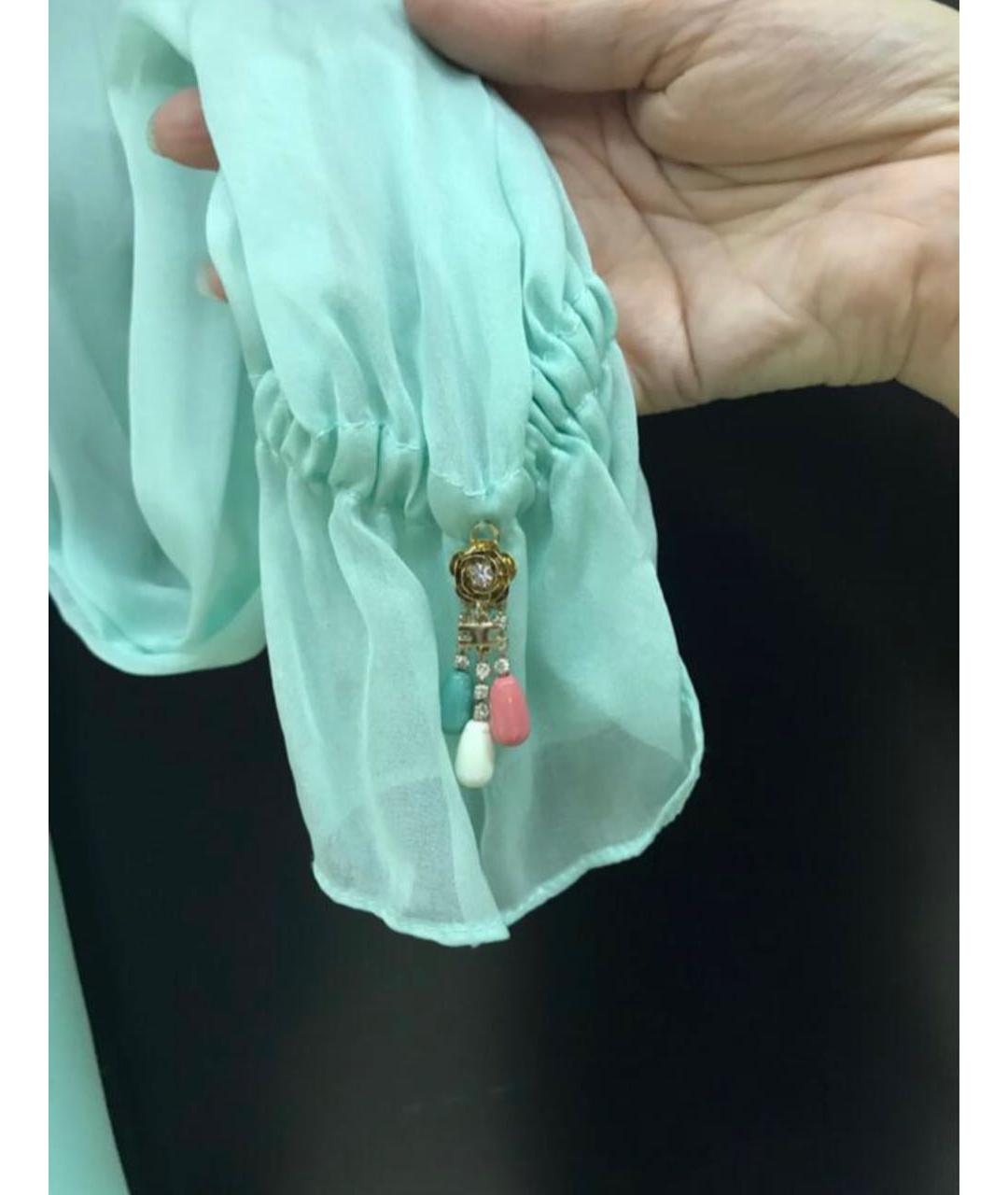 ELISABETTA FRANCHI Бирюзовое вискозное коктейльное платье, фото 3