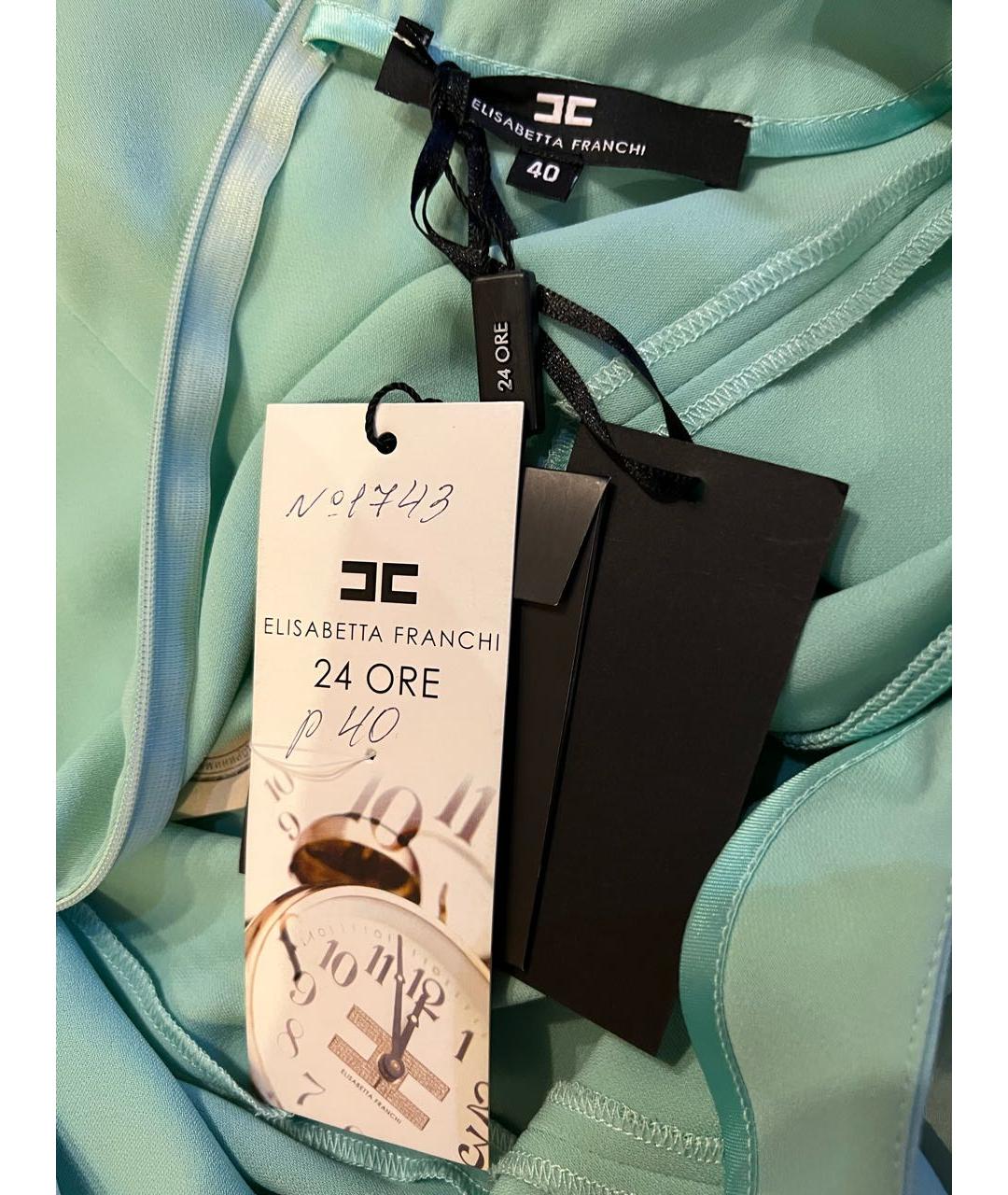 ELISABETTA FRANCHI Бирюзовое вискозное коктейльное платье, фото 5