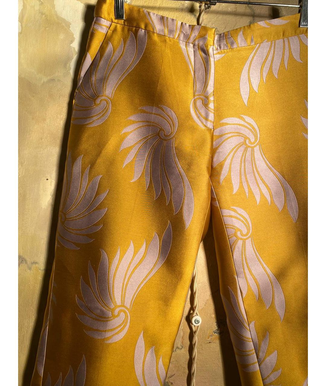 DRIES VAN NOTEN Золотые полиэстеровые прямые брюки, фото 3