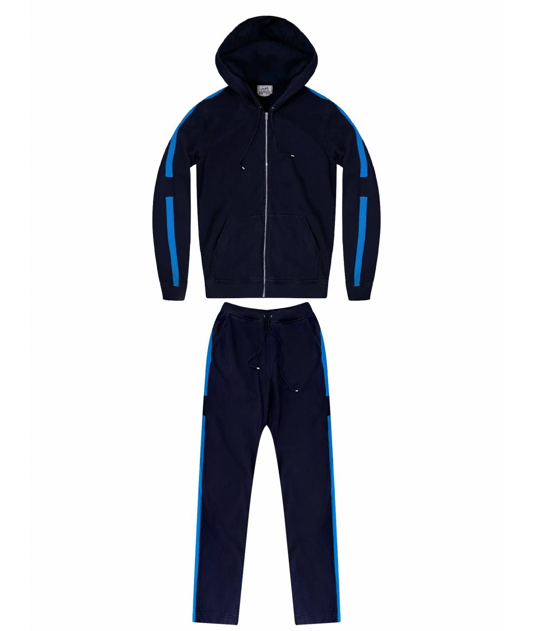 HERMES Темно-синий хлопко-эластановый спортивный костюм, фото 1