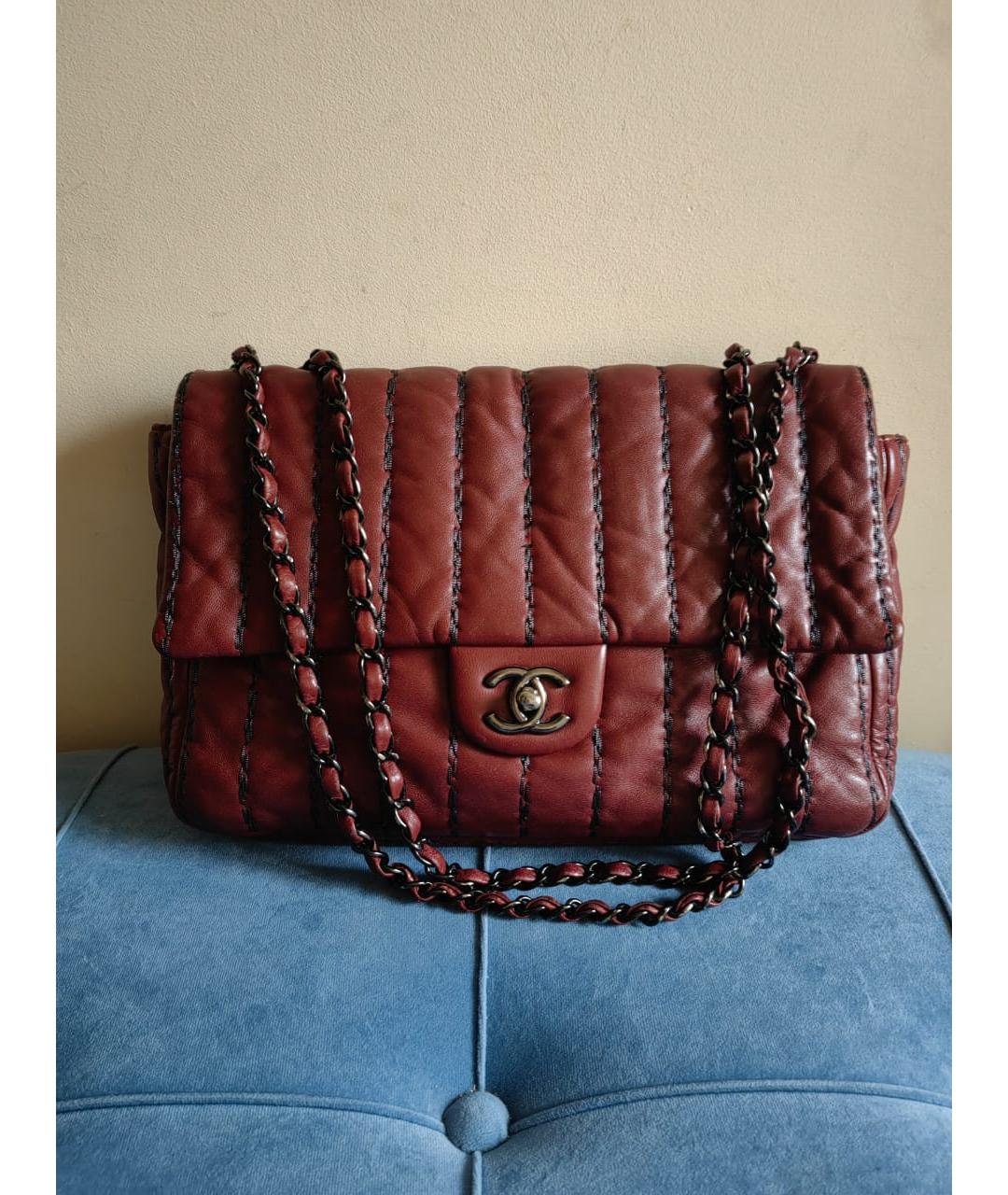 CHANEL PRE-OWNED Красная кожаная сумка через плечо, фото 3