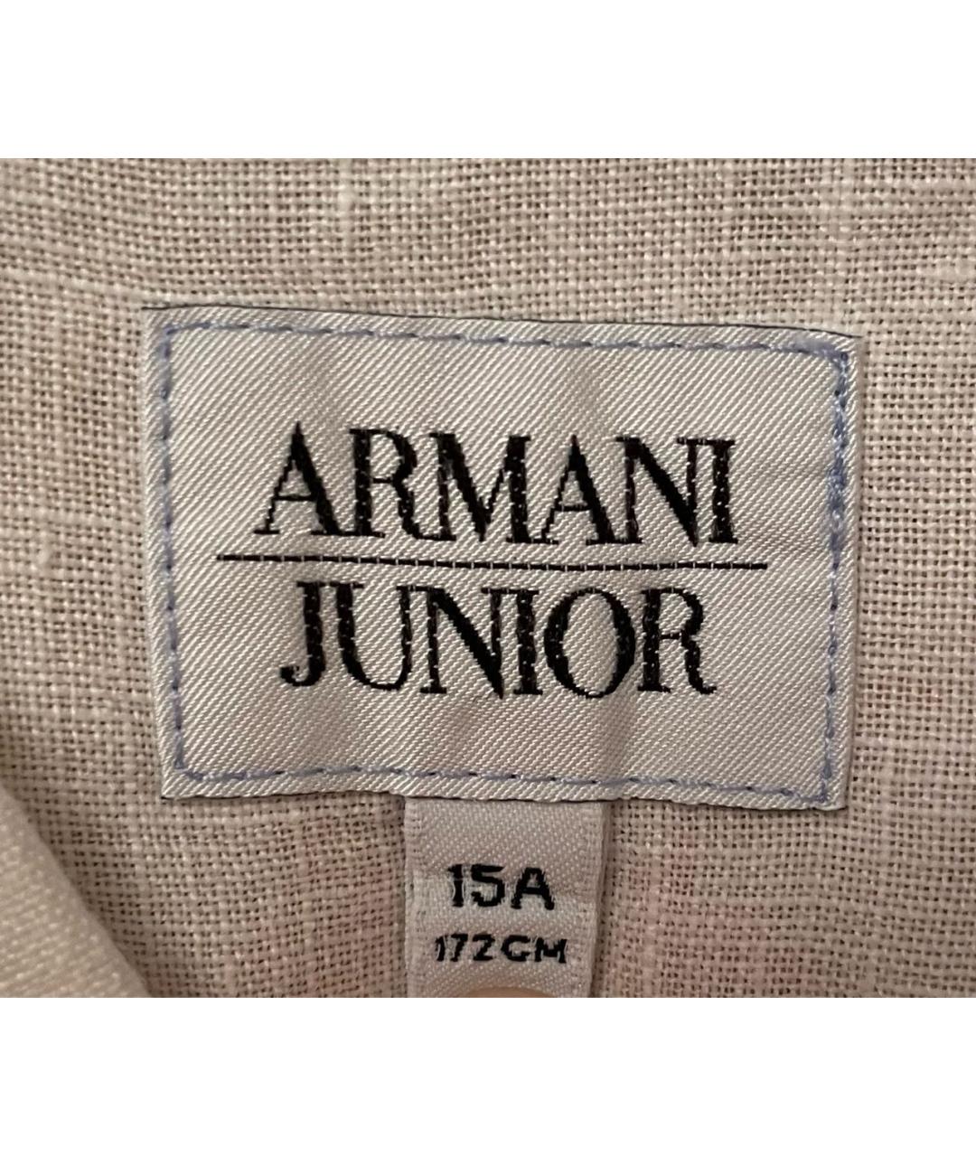 ARMANI JUNIOR Голубая льняная детская рубашка, фото 3