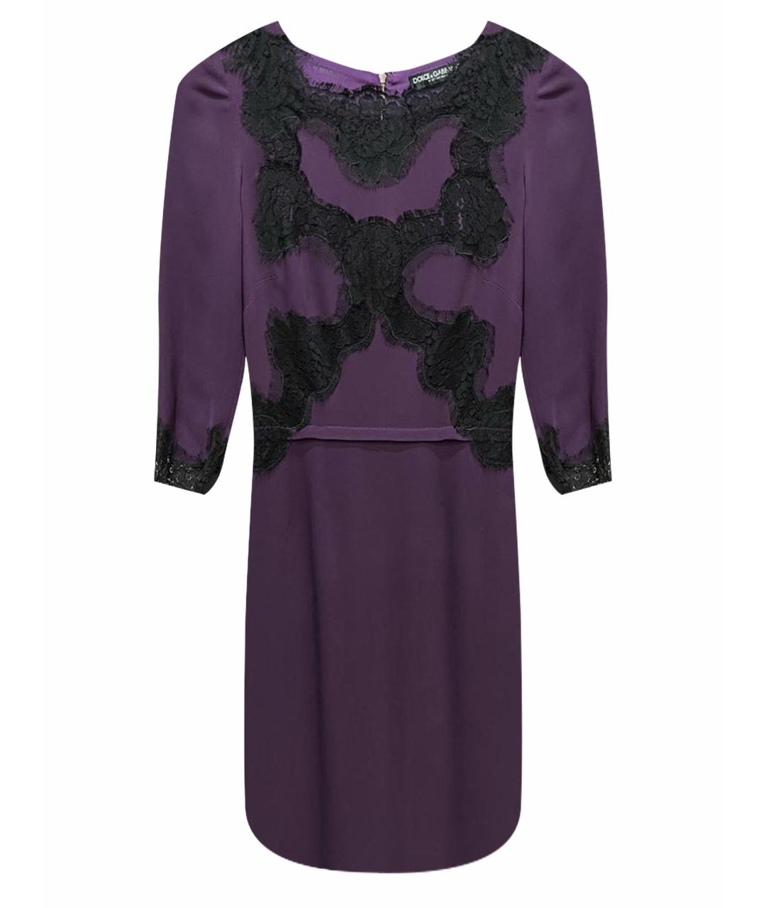 DOLCE&GABBANA Фиолетовое шелковое повседневное платье, фото 1