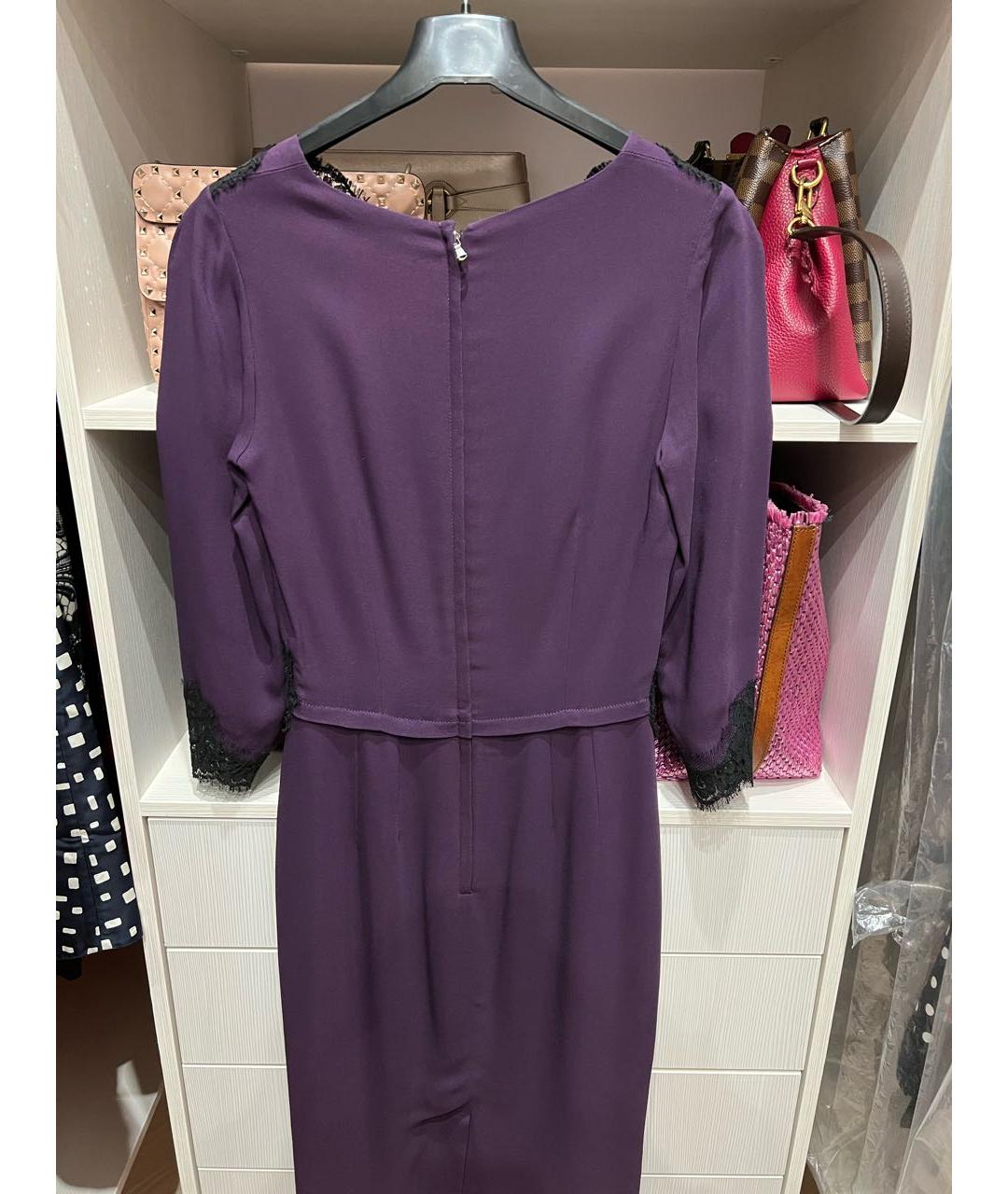 DOLCE&GABBANA Фиолетовое шелковое повседневное платье, фото 3