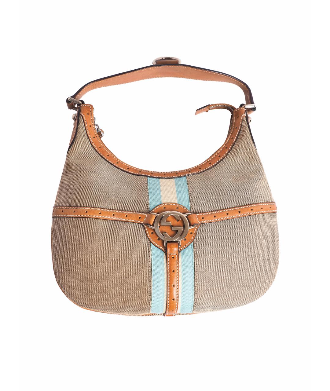GUCCI Бежевая тканевая сумка через плечо, фото 1