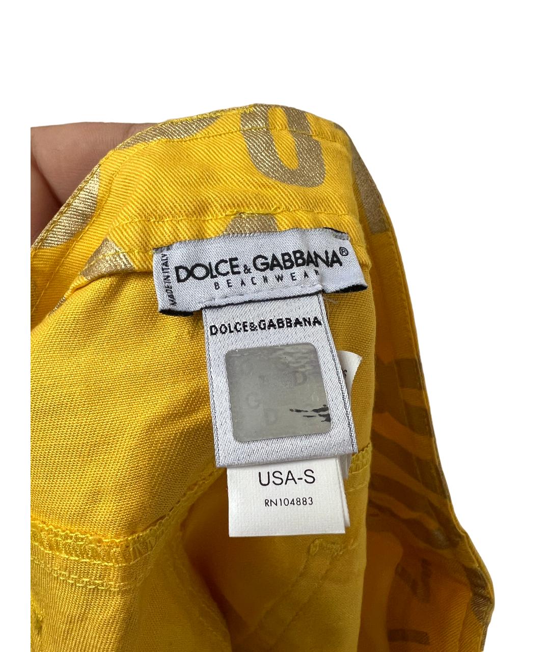 DOLCE&GABBANA Желтая хлопковая юбка мини, фото 5