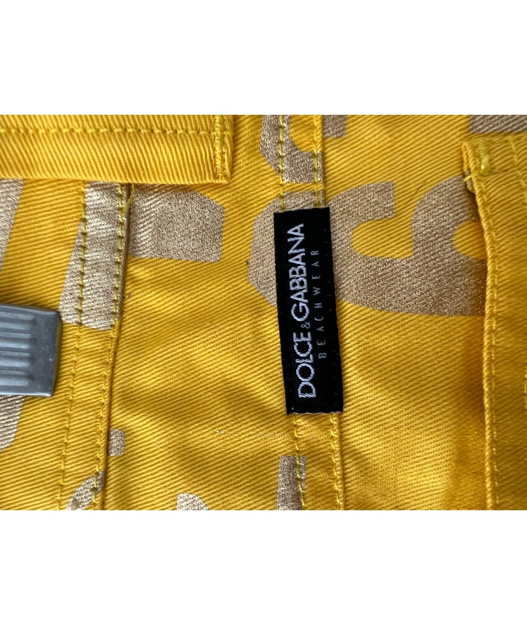 DOLCE&GABBANA Желтая хлопковая юбка мини, фото 4