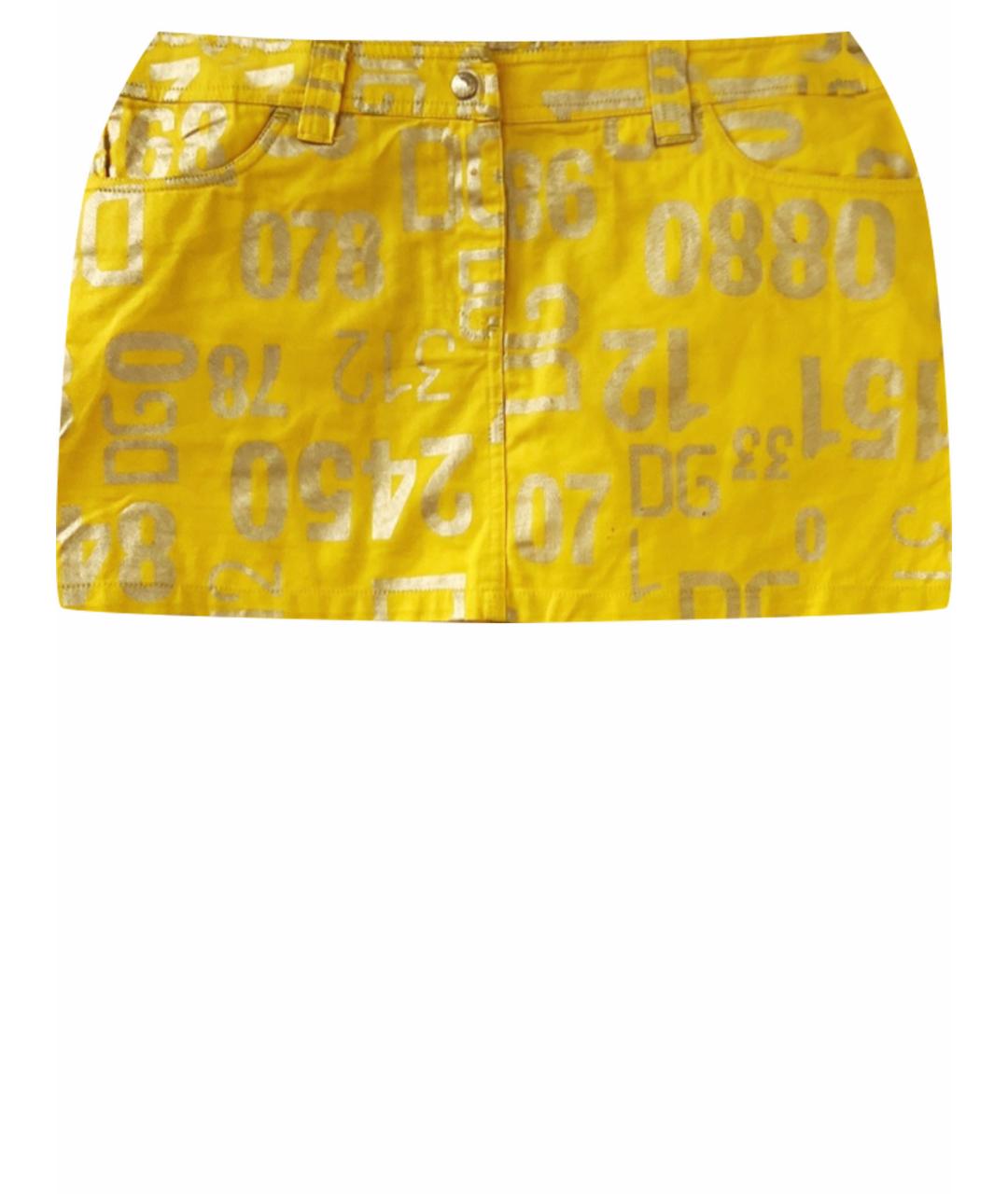 DOLCE&GABBANA Желтая хлопковая юбка мини, фото 1