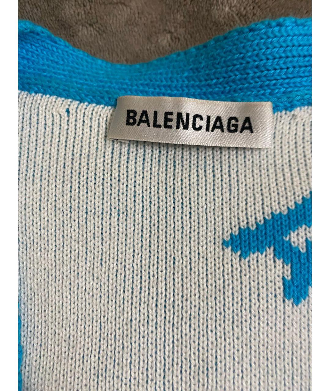 BALENCIAGA Голубой шерстяной кардиган, фото 3