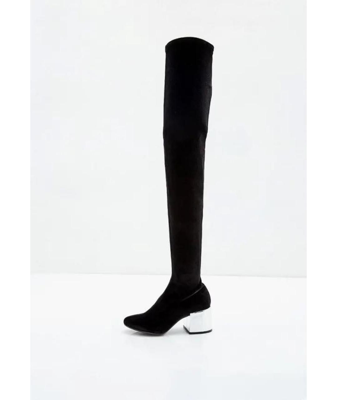 MAISON MARGIELA Черные бархатные ботфорты, фото 4