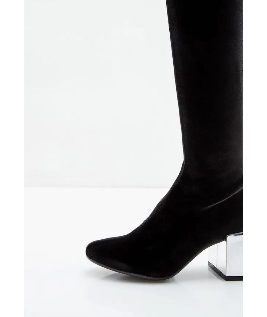 MAISON MARGIELA Черные бархатные ботфорты, фото 2