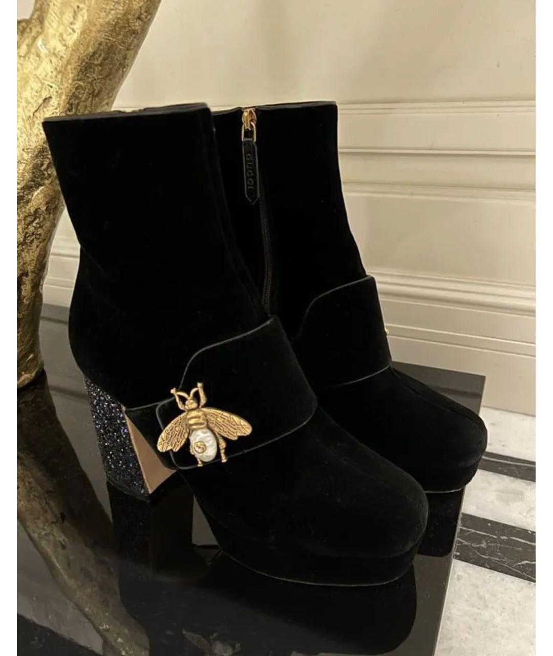 GUCCI Черные бархатные ботильоны, фото 4