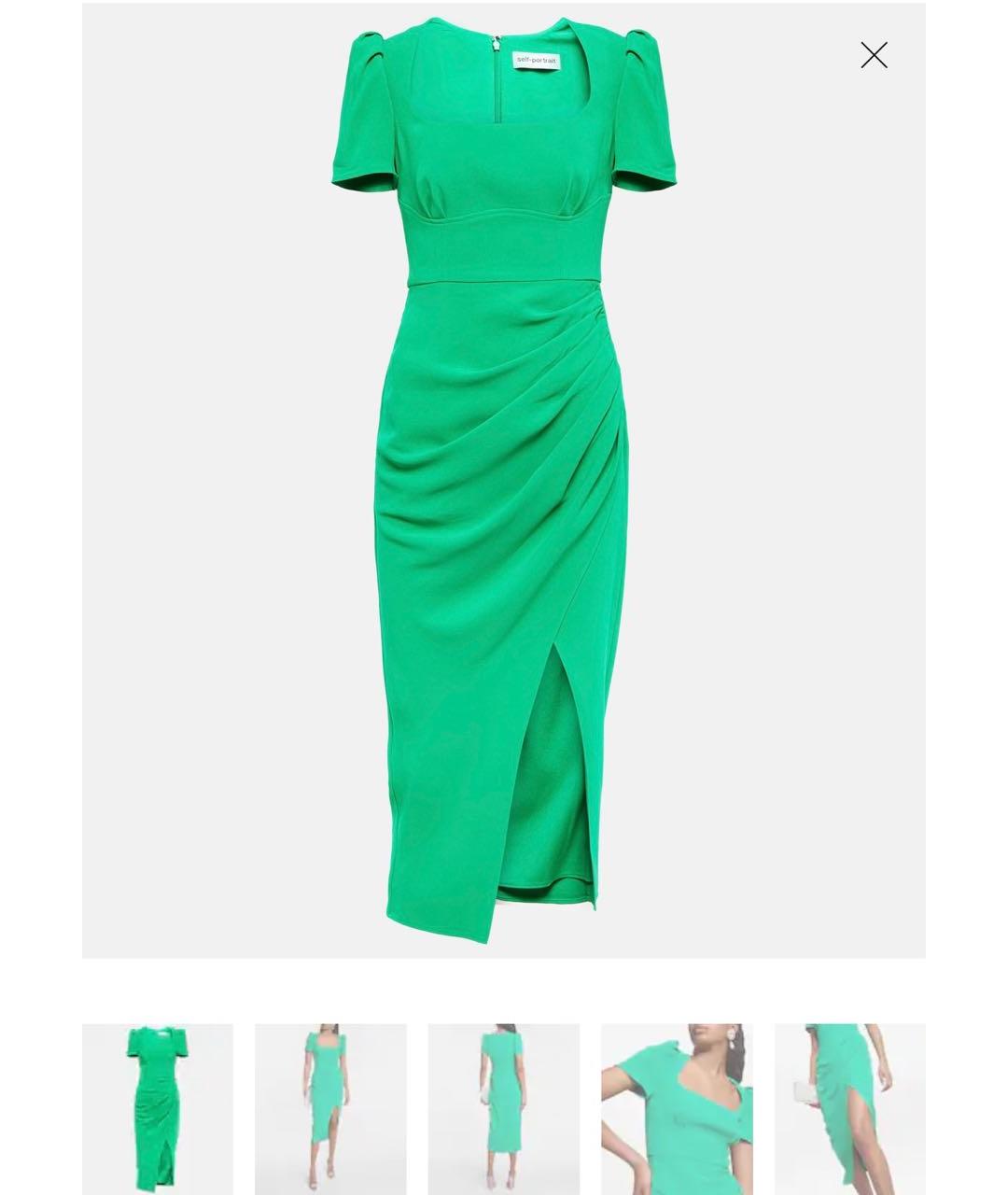 SELF-PORTRAIT Зеленые полиэстеровое коктейльное платье, фото 3