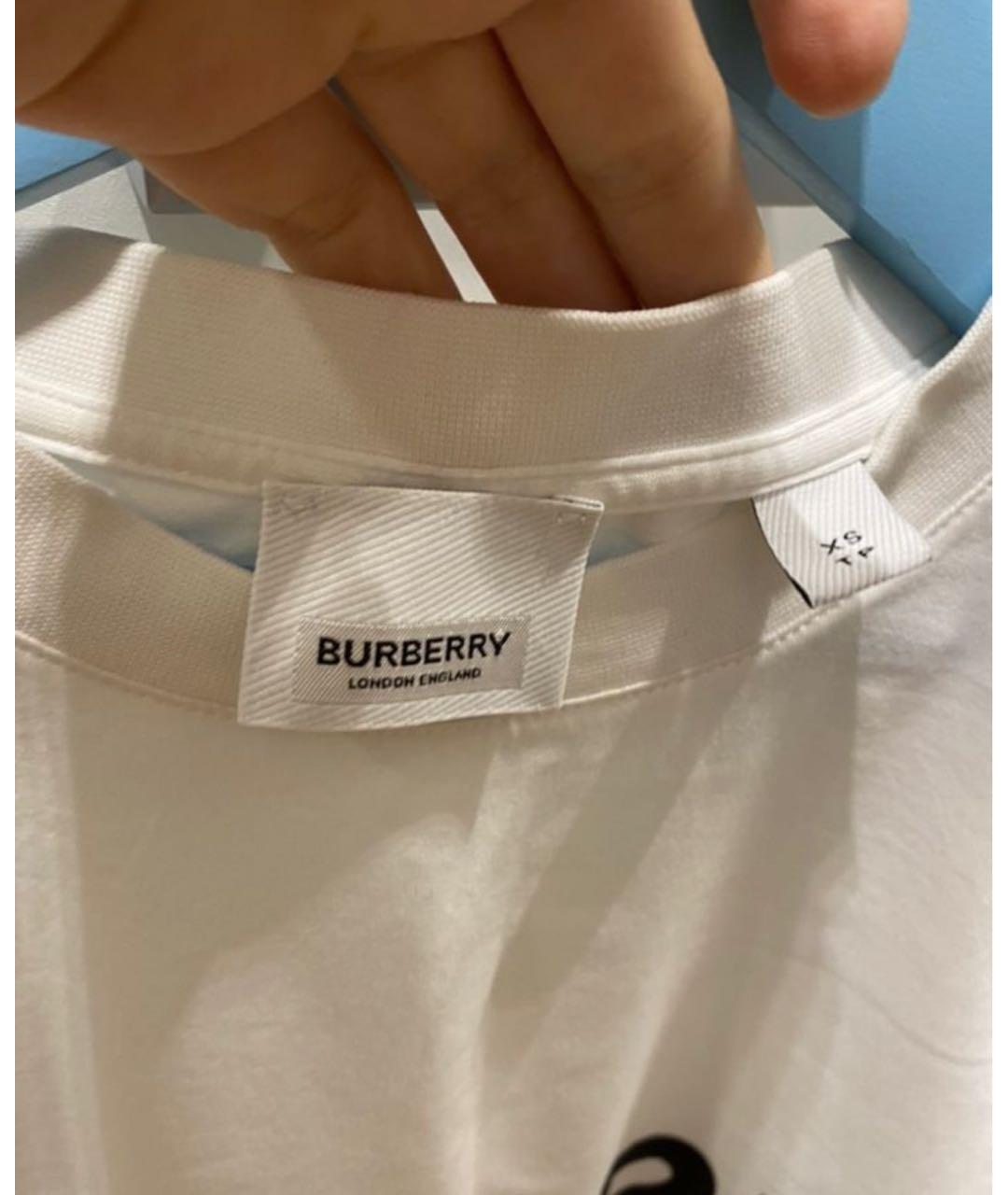 BURBERRY Белая хлопковая футболка, фото 3