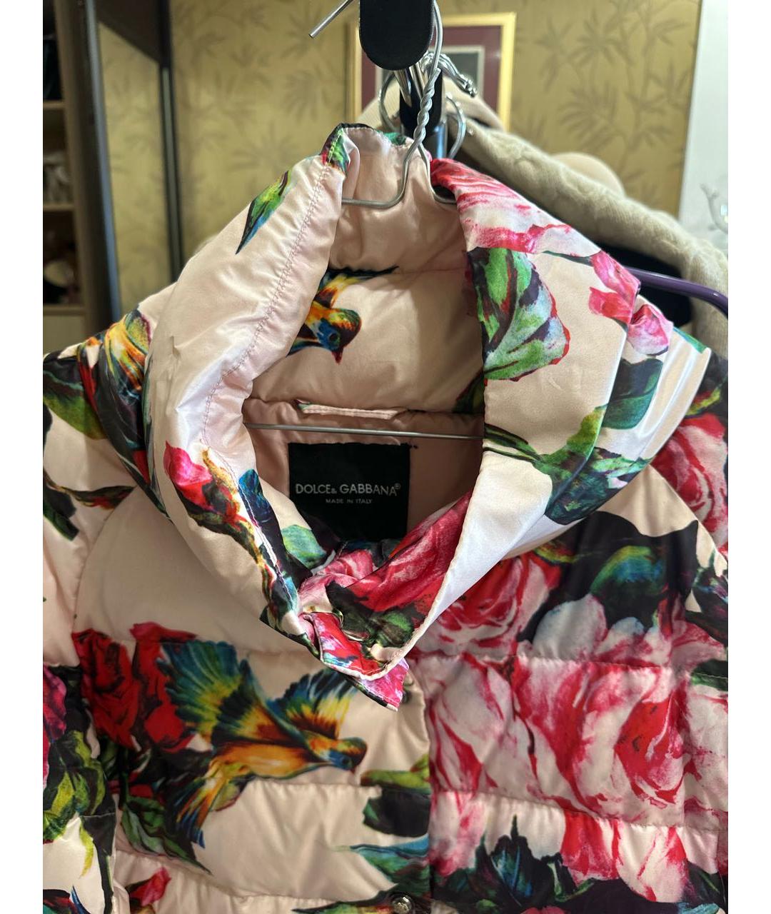 DOLCE&GABBANA Розовый полиэстеровый пуховик, фото 4